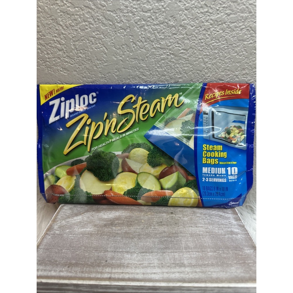 $10 🌙 NEW Ziploc Zip'N Steam Medium Cooking Bag 10ct 8 in x 10in SEALED